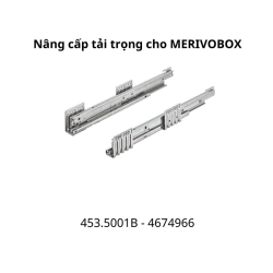 Bộ ray Blum 453.5001B 500mm giảm chấn nâng cấp tải trọng cho MERIVOBOX 70kg, 4674966
